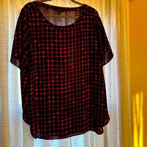 Short sleeve, tunic, navy and red blouse